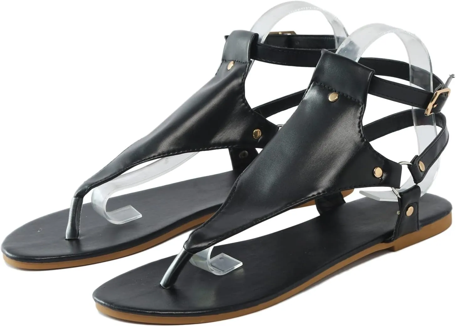 Eduavar Sandals Women Dressy Summer Flat, Beach Sandals for Women Summer Open Toe Flip Flops Thong Sandals with Buckle Strap