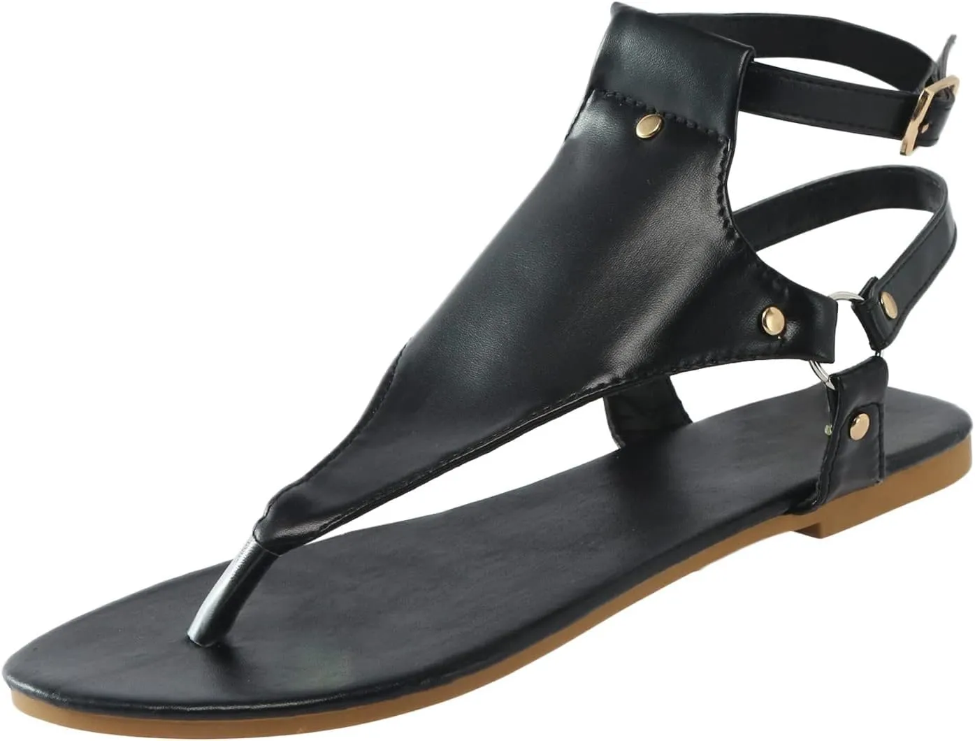 Eduavar Sandals Women Dressy Summer Flat, Beach Sandals for Women Summer Open Toe Flip Flops Thong Sandals with Buckle Strap