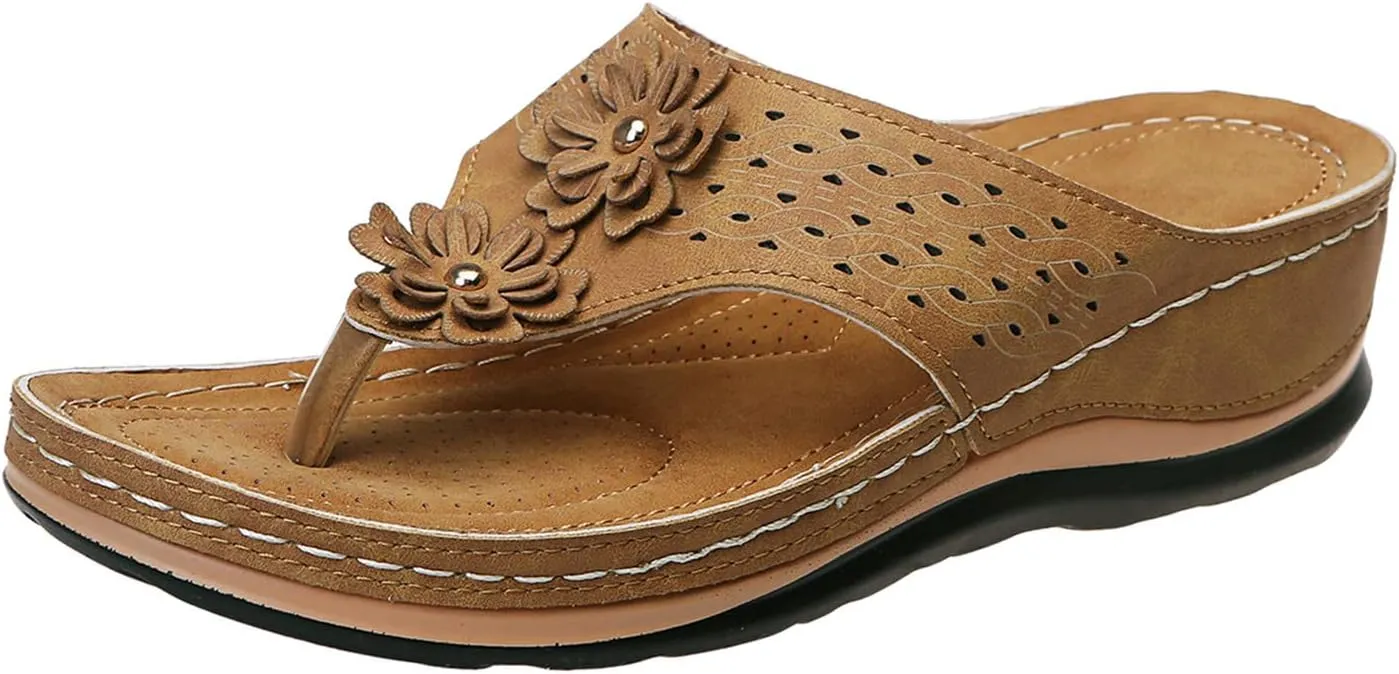 Eduavar Sandals Women, Sandals Women Comfortable Flip Flops with Arch Support Summer Beach Sandals Slippers