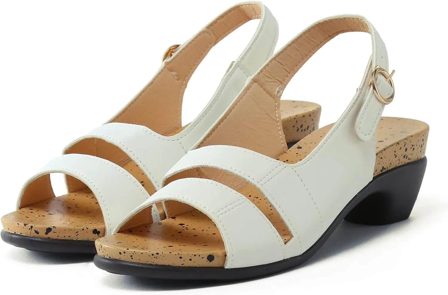 Eduavar Womens Sandals Dressy, Sandals Women Orthopedic Sandals Dressy Open Toe Low Heel Sandals with Ankle Strap