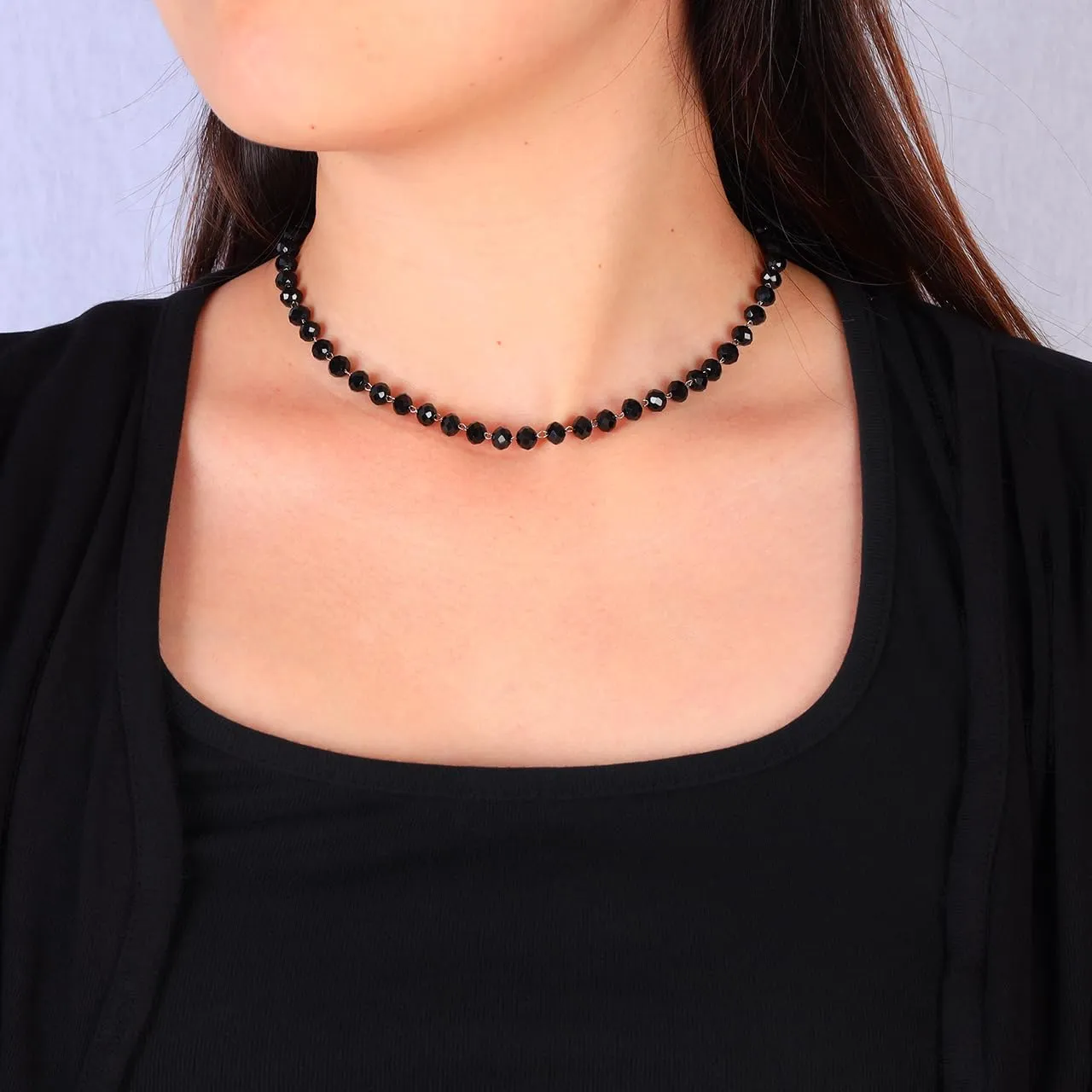 Eigso Gothic Necklace Black Bead Choker for Women Y2K Emo Chain Necklaces for Woman