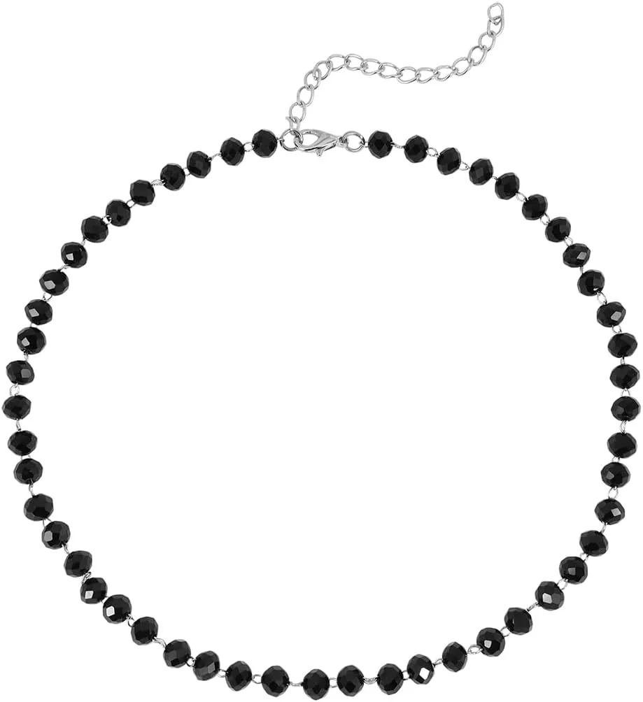 Eigso Gothic Necklace Black Bead Choker for Women Y2K Emo Chain Necklaces for Woman