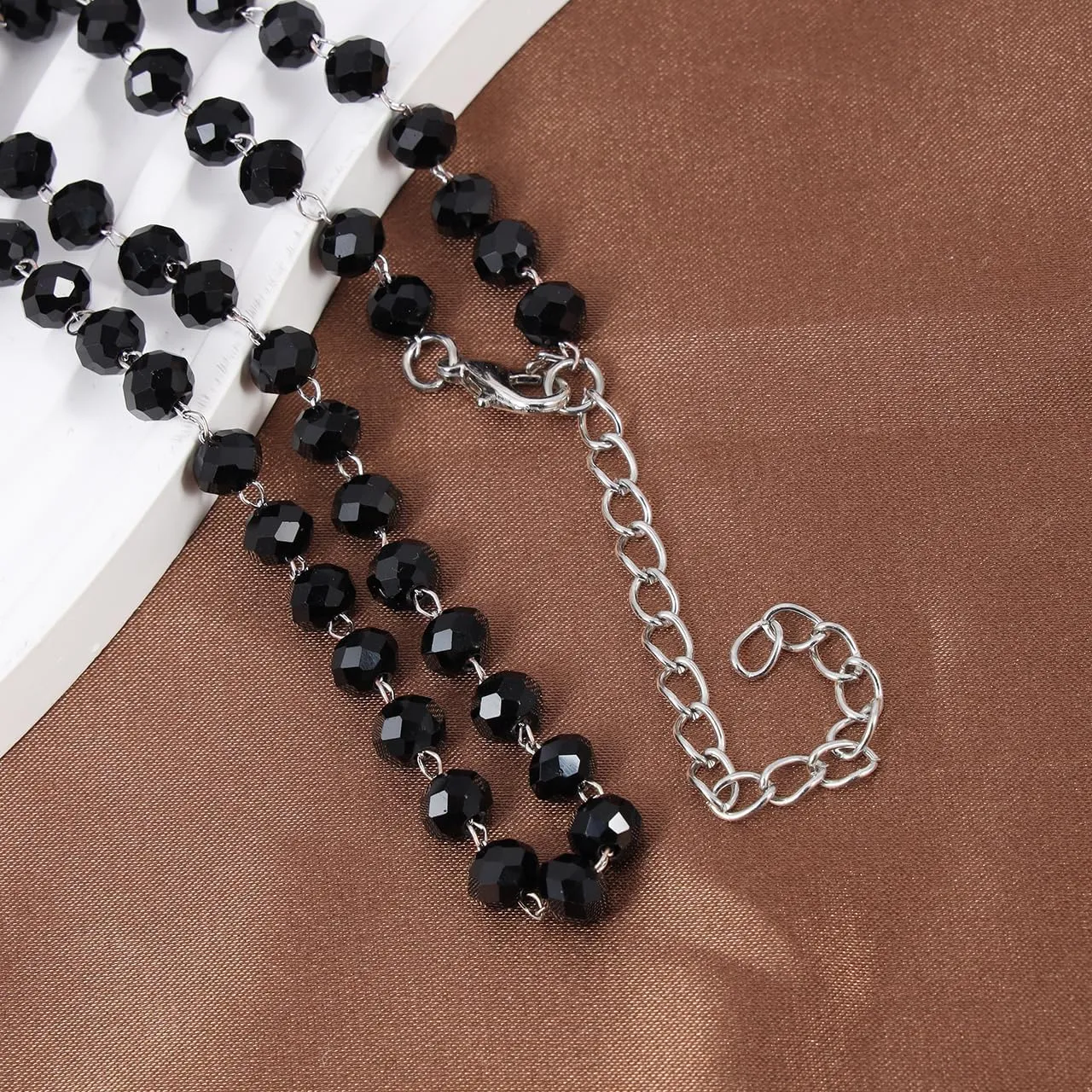 Eigso Gothic Necklace Black Bead Choker for Women Y2K Emo Chain Necklaces for Woman