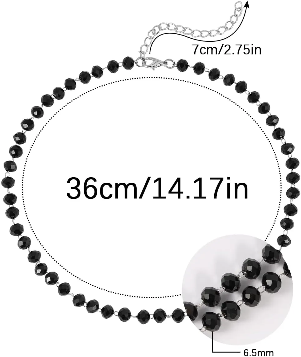 Eigso Gothic Necklace Black Bead Choker for Women Y2K Emo Chain Necklaces for Woman