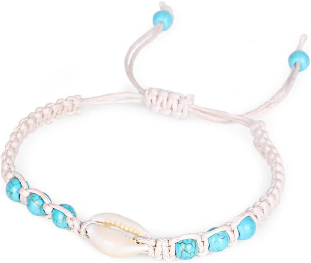 Elegant Handmade Woven Shell Bracelet 2pcs Fashion Hand Jewelry for Women Birthday Present