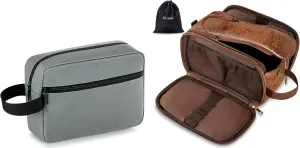 Elviros Travel Toiletry Bag for Men and Women, Shaving Dopp Kit Water-resistant Bathroom Small Toiletries Organizer PU Leather Cosmetic Bags