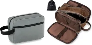 Elviros Travel Toiletry Bag for Men and Women, Shaving Dopp Kit Water-resistant Bathroom Small Toiletries Organizer PU Leather Cosmetic Bags