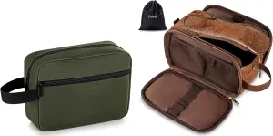 Elviros Travel Toiletry Bag for Men and Women, Shaving Dopp Kit Water-resistant Bathroom Small Toiletries Organizer PU Leather Cosmetic Bags