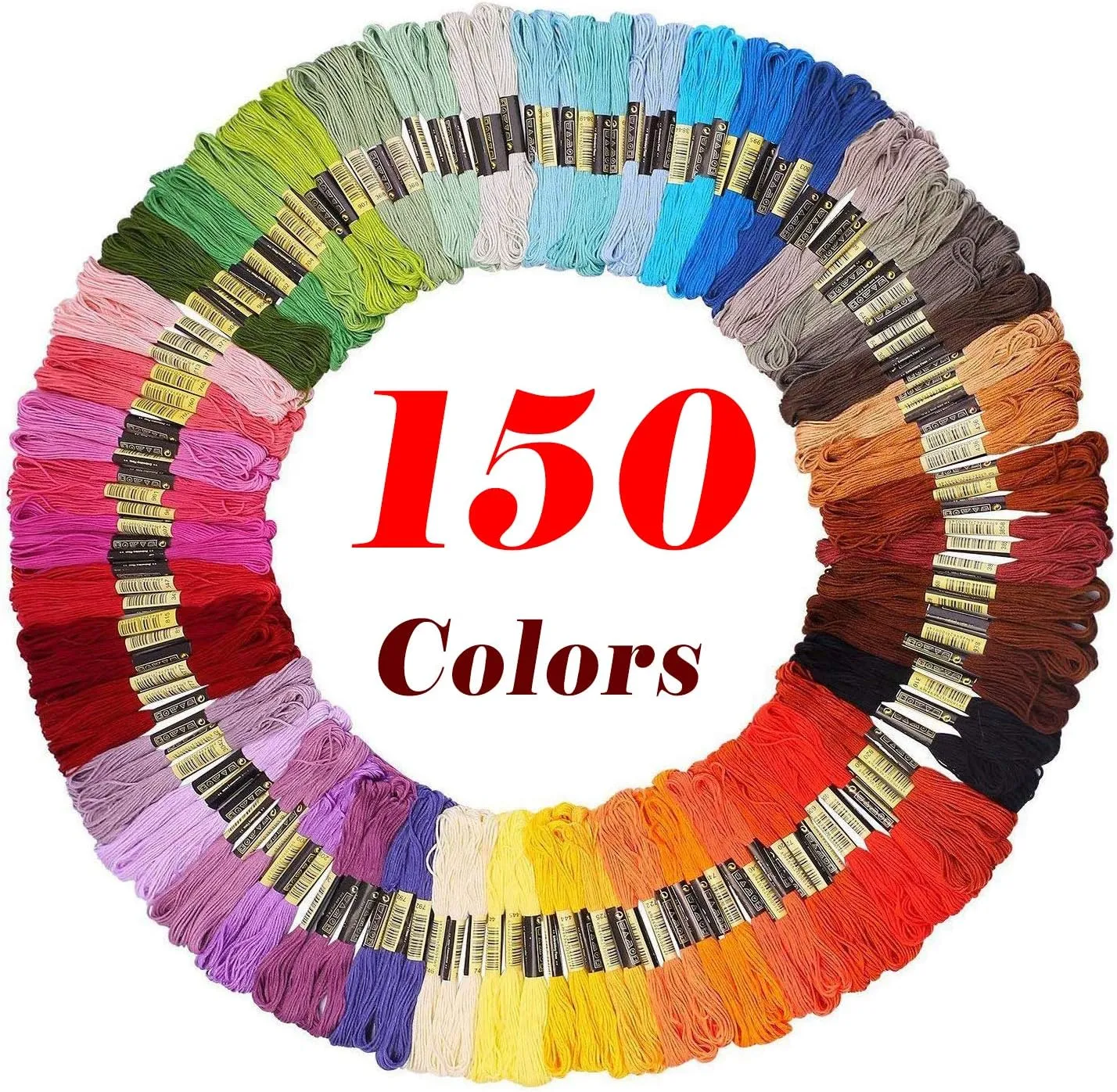 Embroidery Floss Friendship Bracelet String 150 Skeins Multi-Color Cross Stitch Thread with Color Numbers,6 Strand Floss