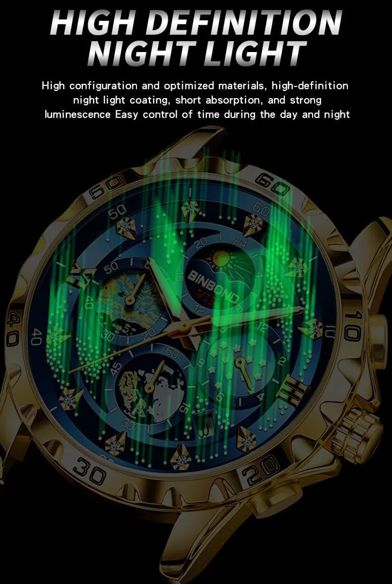 Exquisite Starry Sky Van Gogh Men Quartz Watches Date Waterproof Luminous Sports Watch Fashion Business Men's Watch