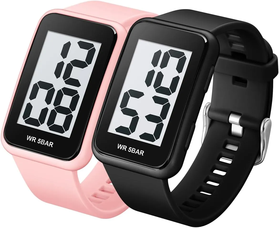 Extra Large Numbers Black Watch for Men, Waterproof Mens Digital Watch Womens Men's Wrist Watches for Elderly/Boys/Girls