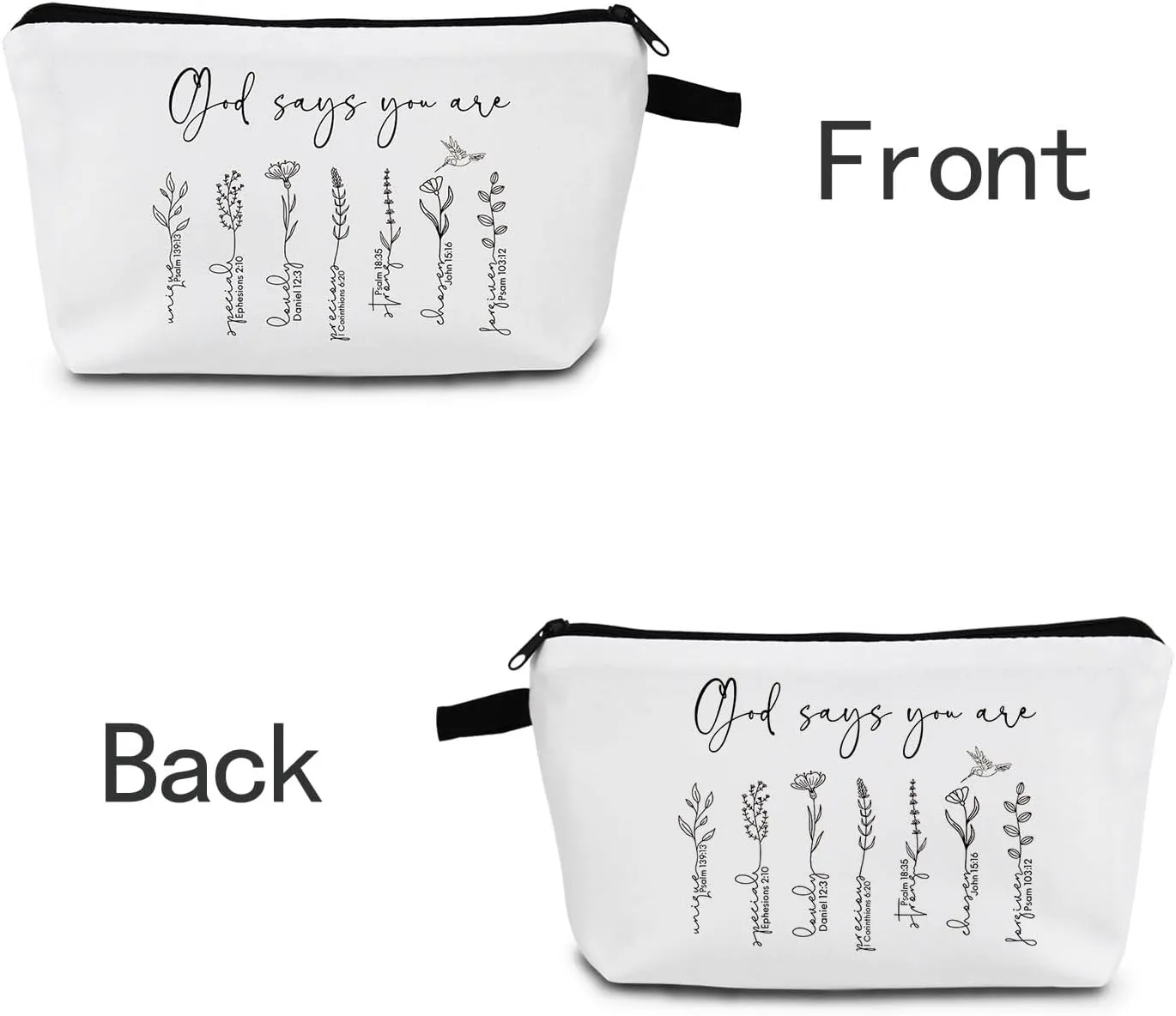 Faith-Inspired Cosmetic Bag 'God Says You Are' Uplifting Art Print Design Devotional Travel & Vanity Organizer Unique Gift Idea for Spiritual Journey Enthusiasts Bible Verse Bag