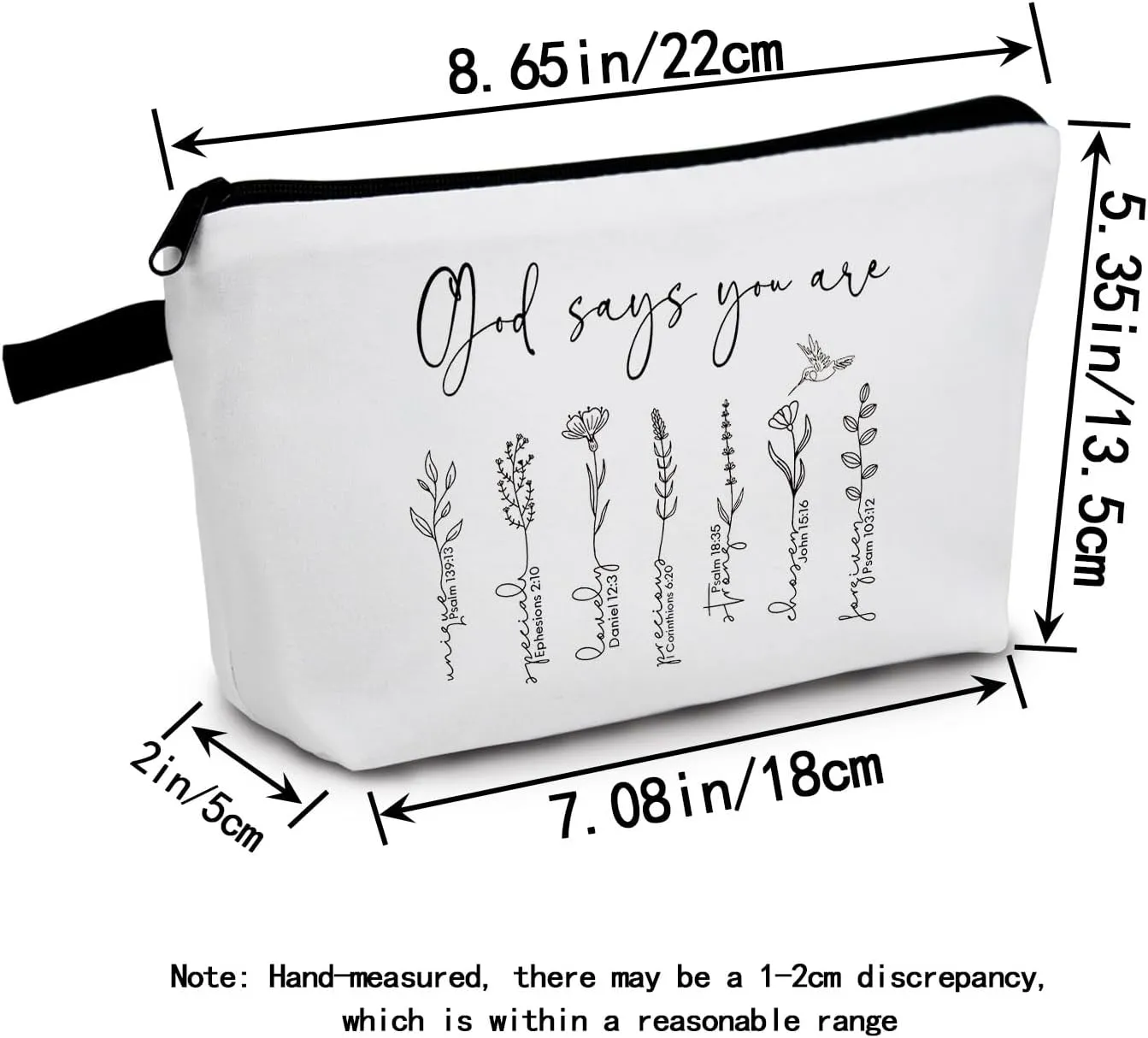 Faith-Inspired Cosmetic Bag 'God Says You Are' Uplifting Art Print Design Devotional Travel & Vanity Organizer Unique Gift Idea for Spiritual Journey Enthusiasts Bible Verse Bag