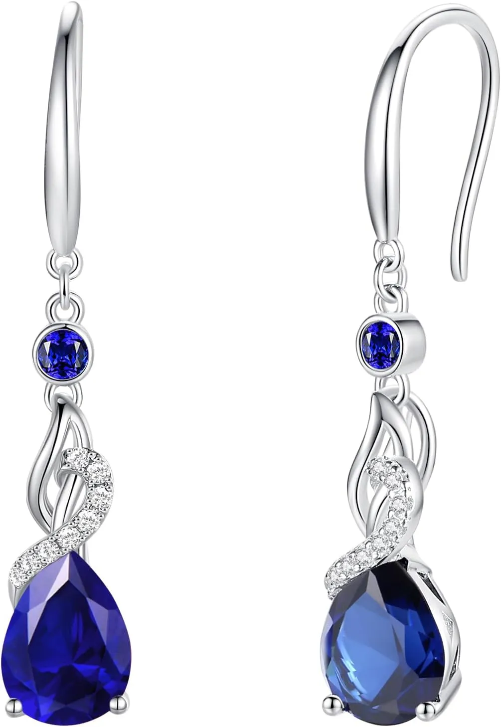 FANCIME Teardrop Dangle Drop Earrings 925 Sterling Silver Pear Gemstone Birthstone Earring Fine Jewelry Birthday Gifts for Women