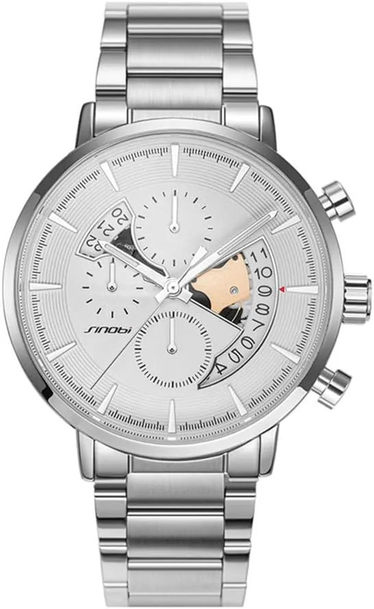 FANMIS Men's Fashion Simple Sport Watch Minimalist Chronograph Multi-Function Hollow-Out Wrist Watch Luxury Business Dress Wrist Watch Luminous Waterproof Stainless Steel Watch