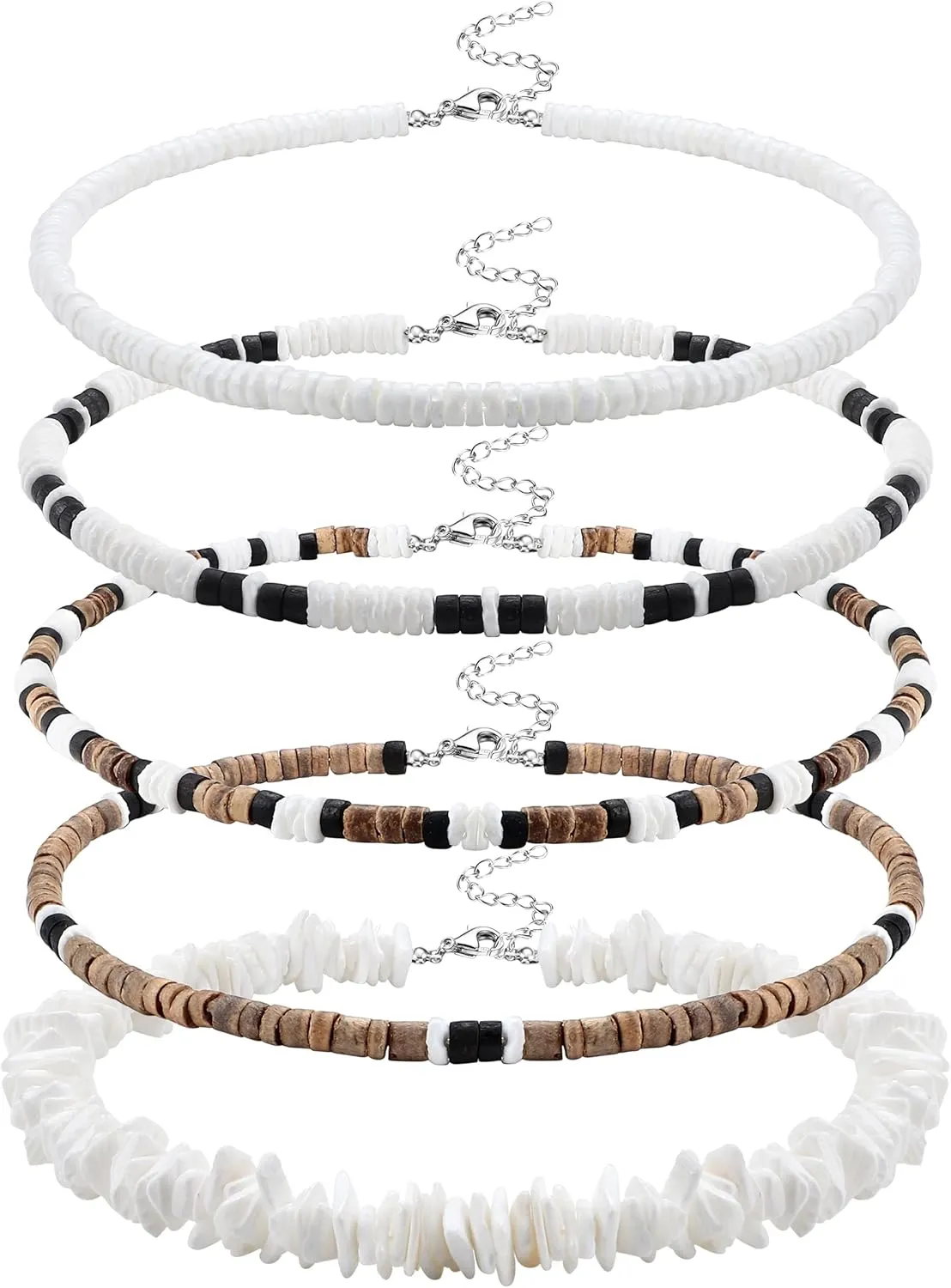 FASACCO Surfer Puka Shell Beach Choker Necklace