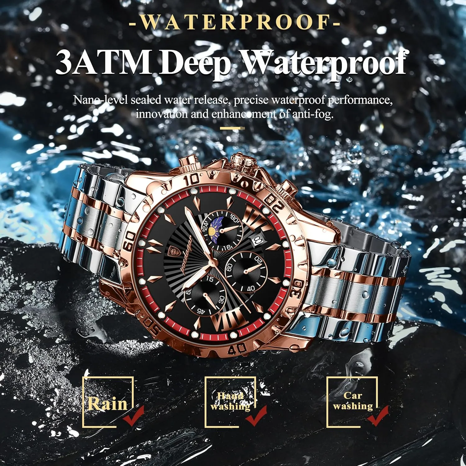 Fashion Watch for Man Luxury Waterproof Luminous Chronograph Date Men Watch Stainless Steel Business Quartz Men's Watches