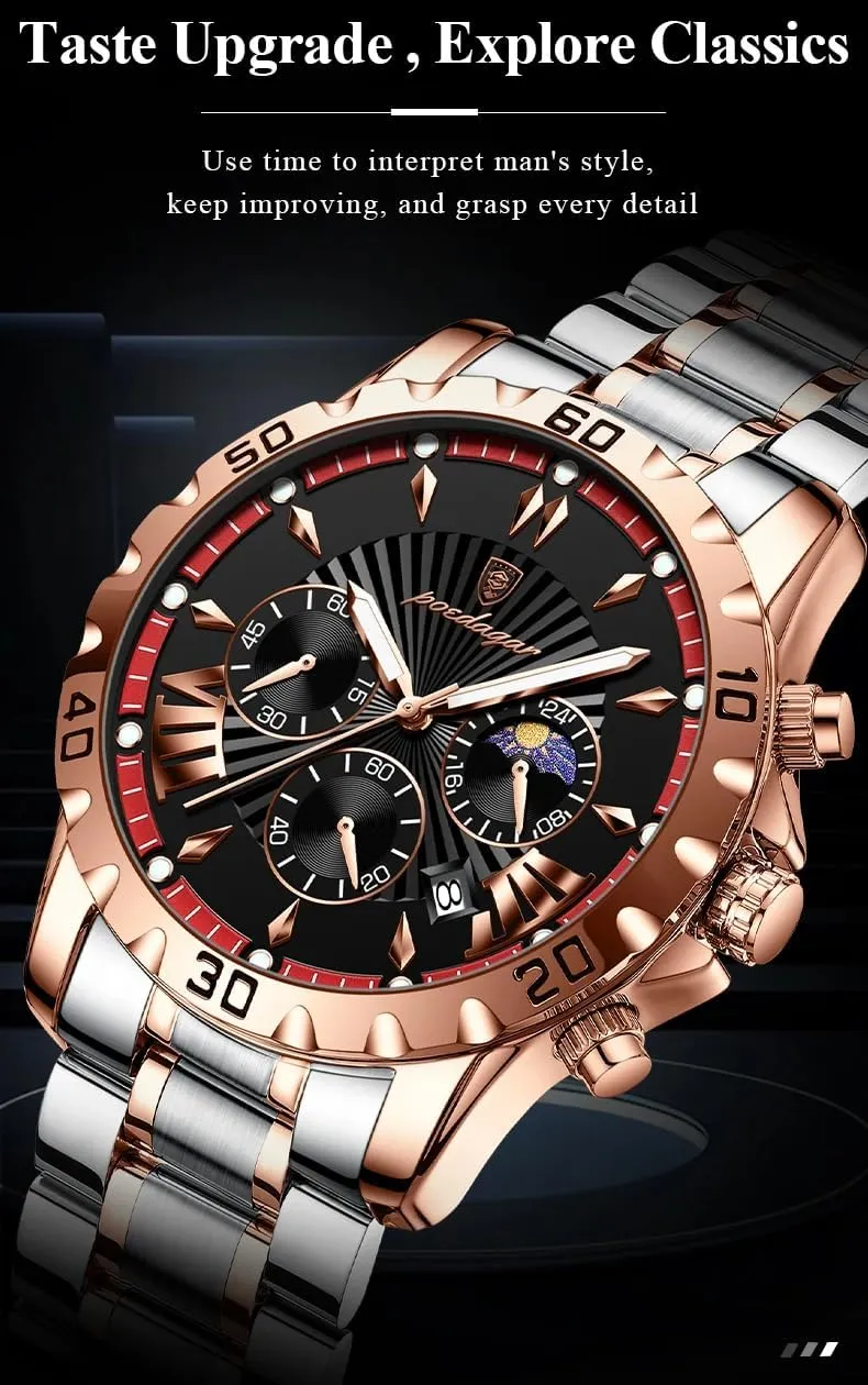Fashion Watch for Man Luxury Waterproof Luminous Chronograph Date Men Watch Stainless Steel Business Quartz Men's Watches