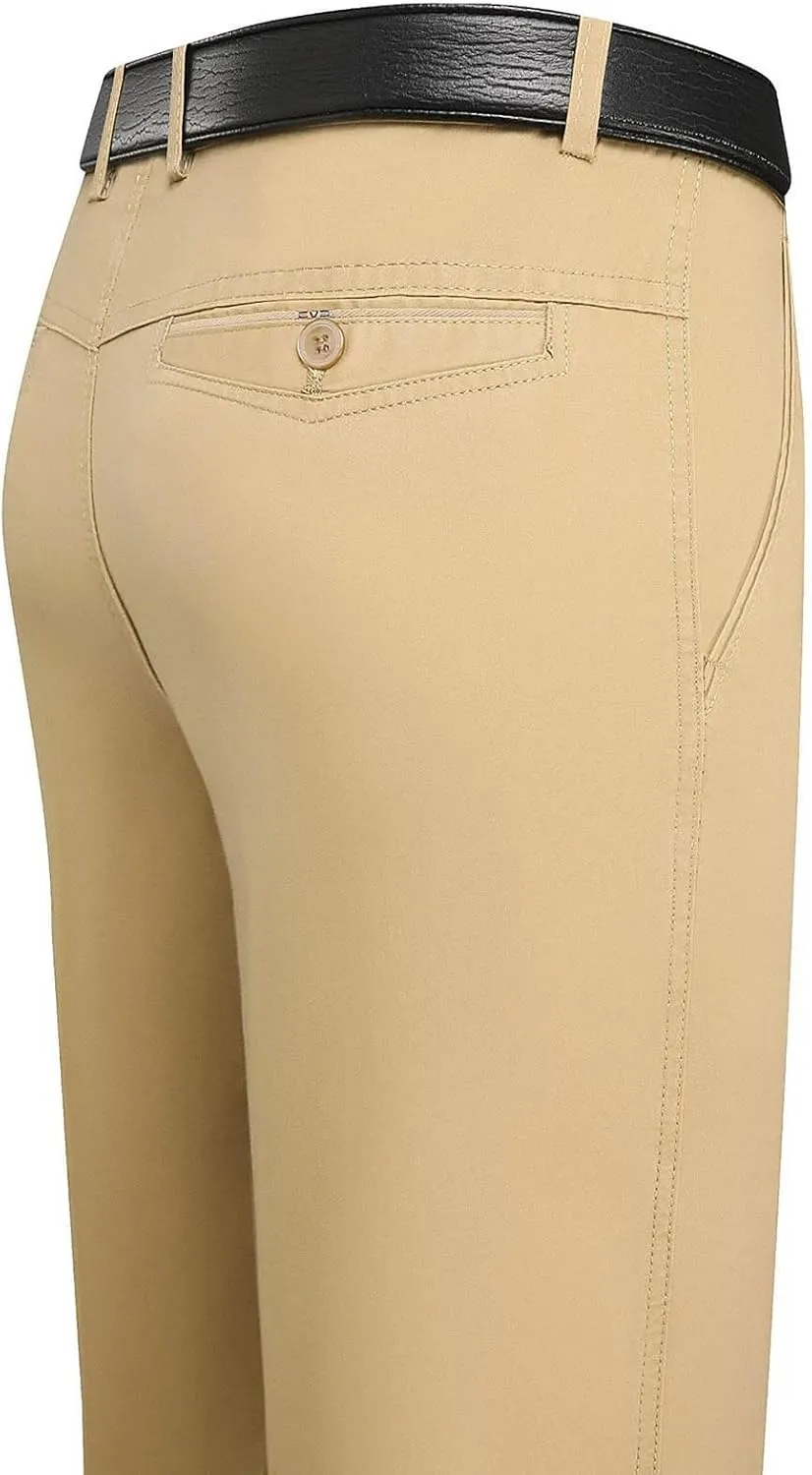 Finelylove Dress Pants for Men Regular Fit Stretch Chino Pants Flat Front Straight Business Work Pants Casual Trousers