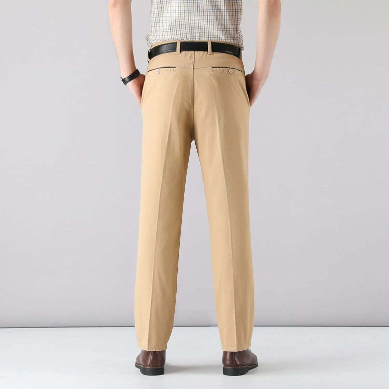 Finelylove Dress Pants for Men Regular Fit Stretch Chino Pants Flat Front Straight Business Work Pants Casual Trousers