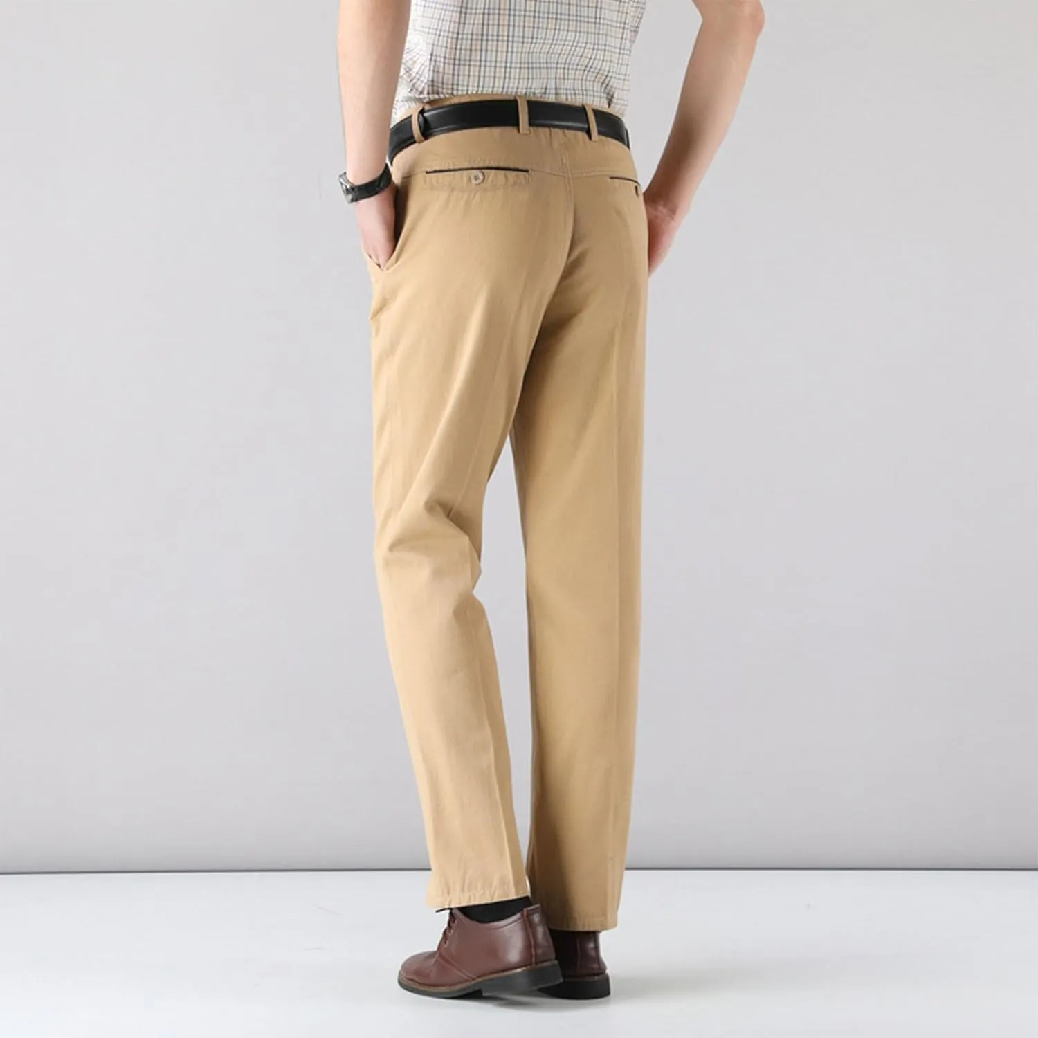 Finelylove Dress Pants for Men Regular Fit Stretch Chino Pants Flat Front Straight Business Work Pants Casual Trousers