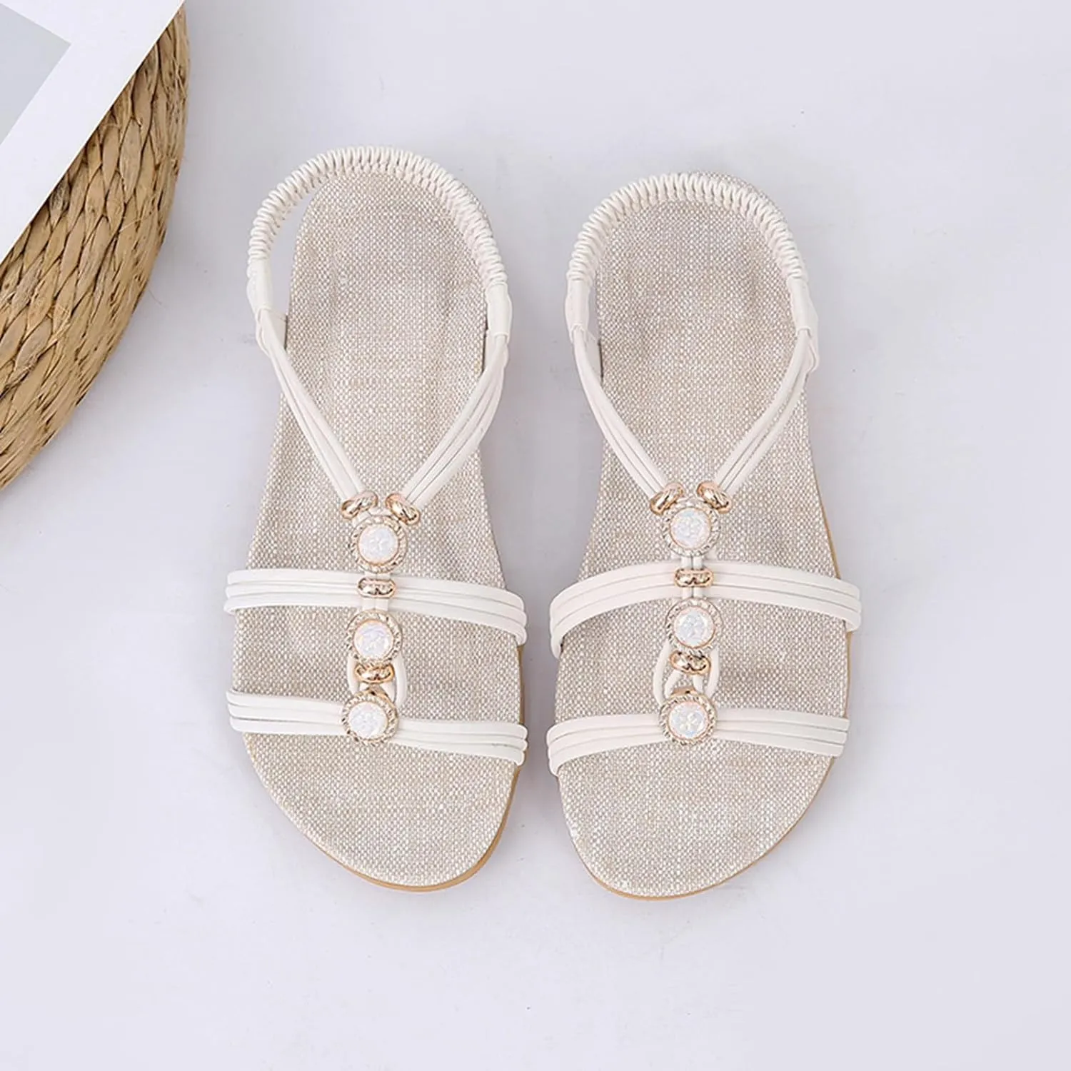 Flat Sandals for Women Dressy Casual Open Toe Lightweight Fashion Summer Slide Shoes Slip On Beach Walking Sandals