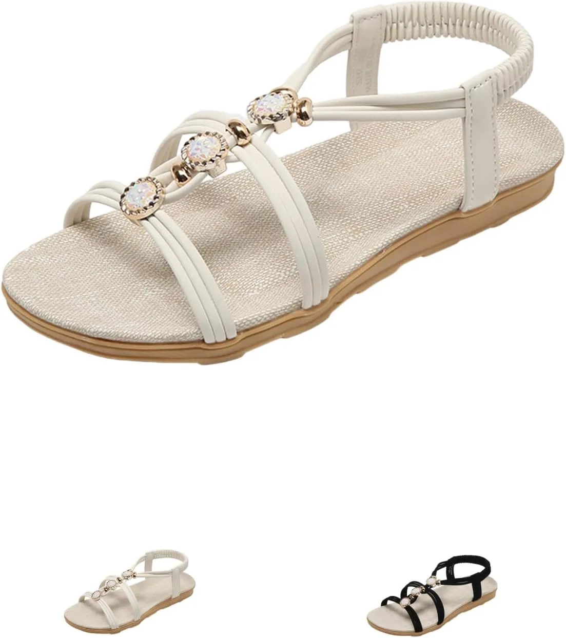 Flat Sandals for Women Dressy Casual Open Toe Lightweight Fashion Summer Slide Shoes Slip On Beach Walking Sandals