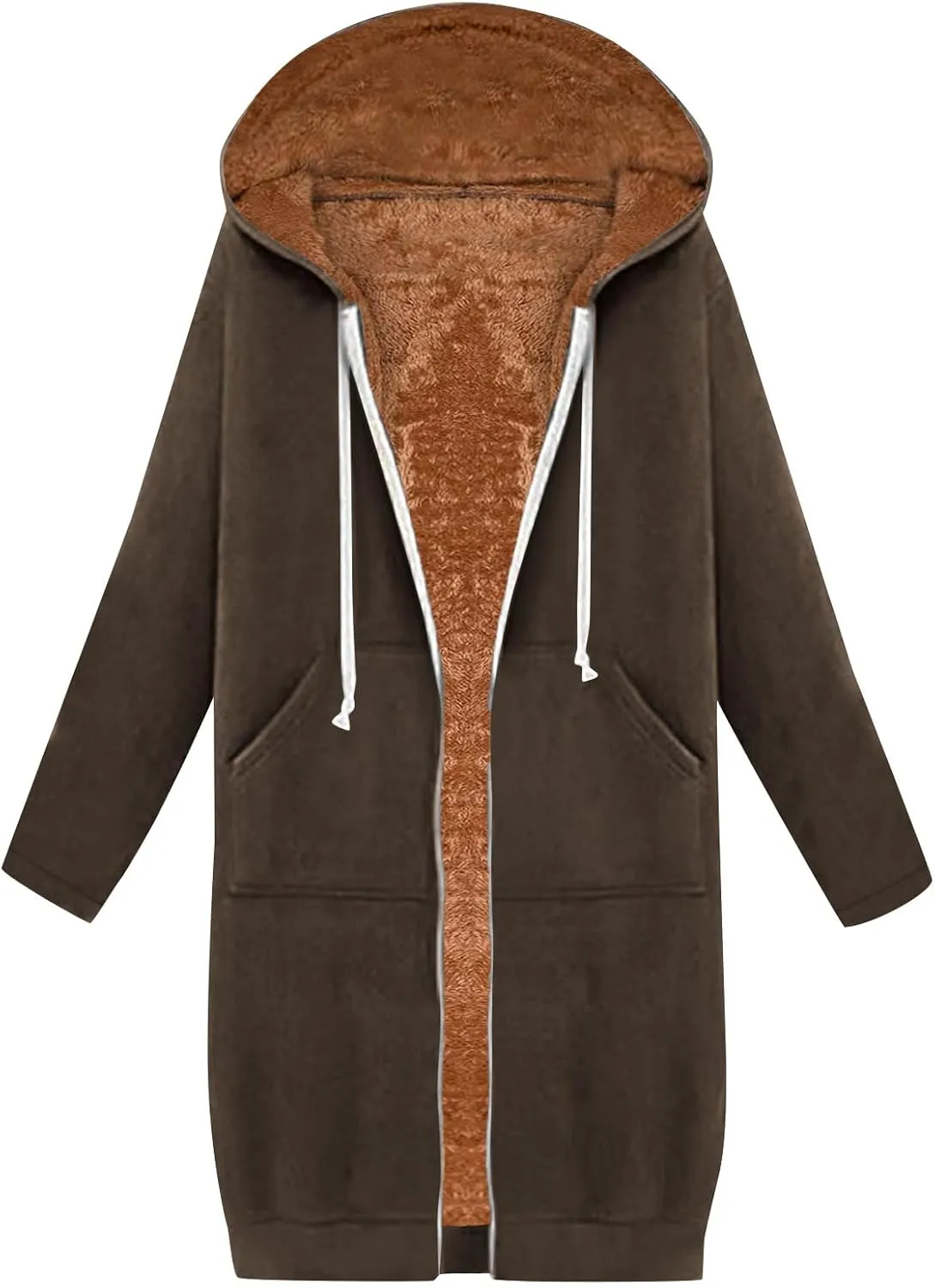 Fleece Lined Hoodie for Women Long Zipper Hoodies Zip Up Oversized Sweatshirts Womens Tunic Sweatshirt Blazer Winter