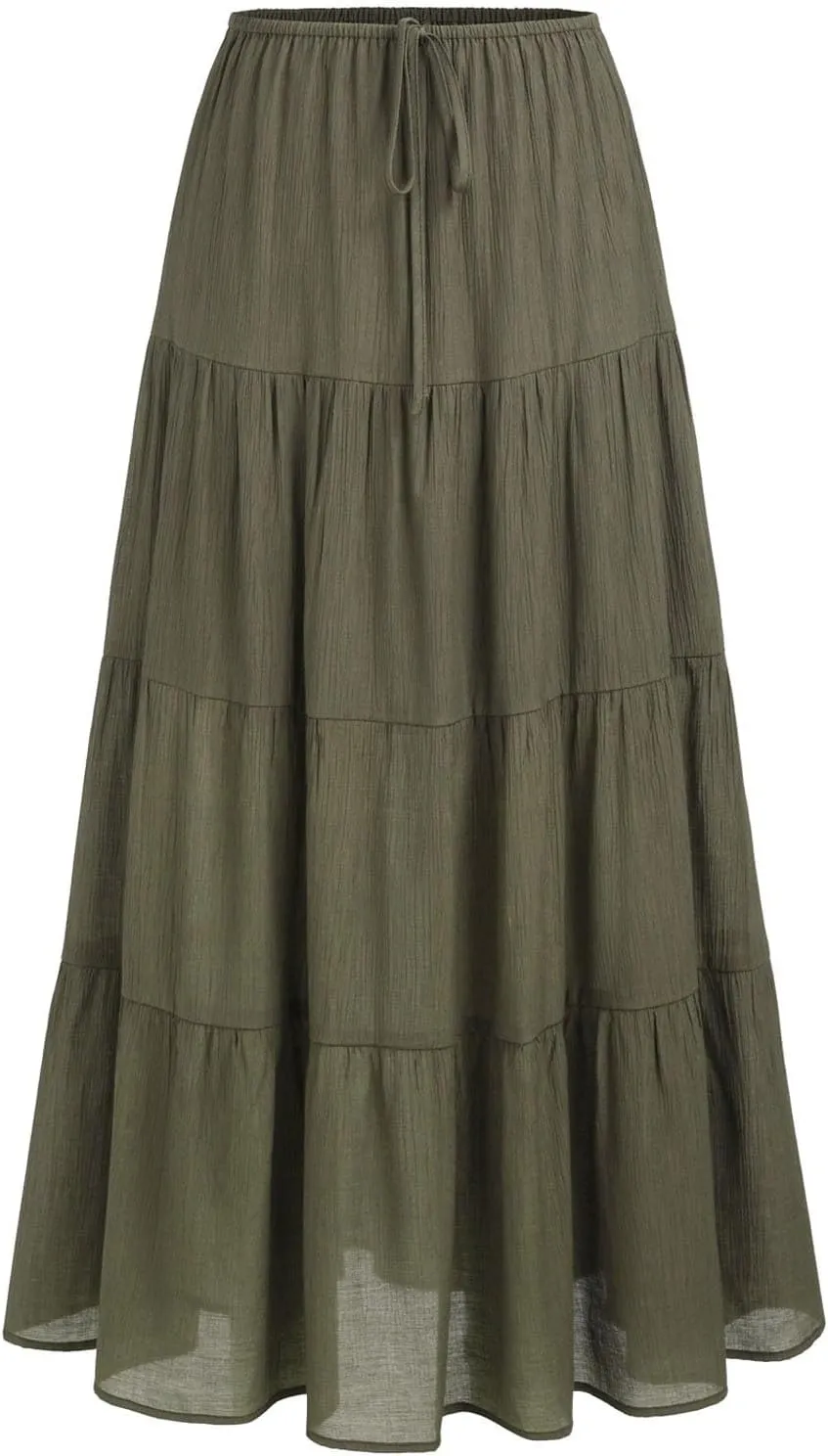 Floral Maxi Skirt for Women Summer Comfy Tiered Elastic High Waisted Skirts Vacation A-Line Flowy Swing Long Skirts