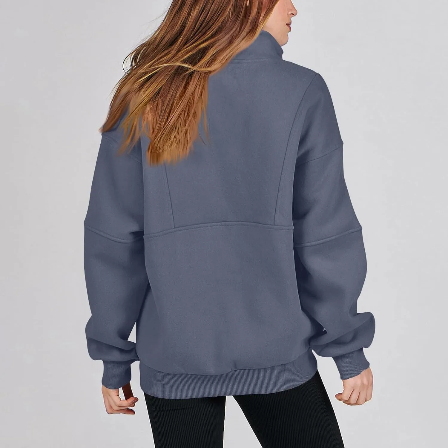 Funnel Neck Half Zip Sweatshirt Women Oversized Thumb Hole Fleece Pullover Lightweight Y2k Zip Up Comfy Hoodie