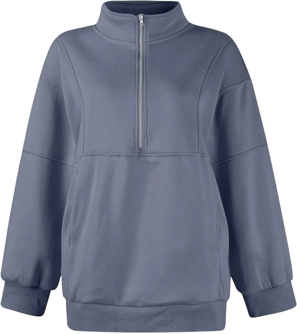 Funnel Neck Half Zip Sweatshirt Women Oversized Thumb Hole Fleece Pullover Lightweight Y2k Zip Up Comfy Hoodie