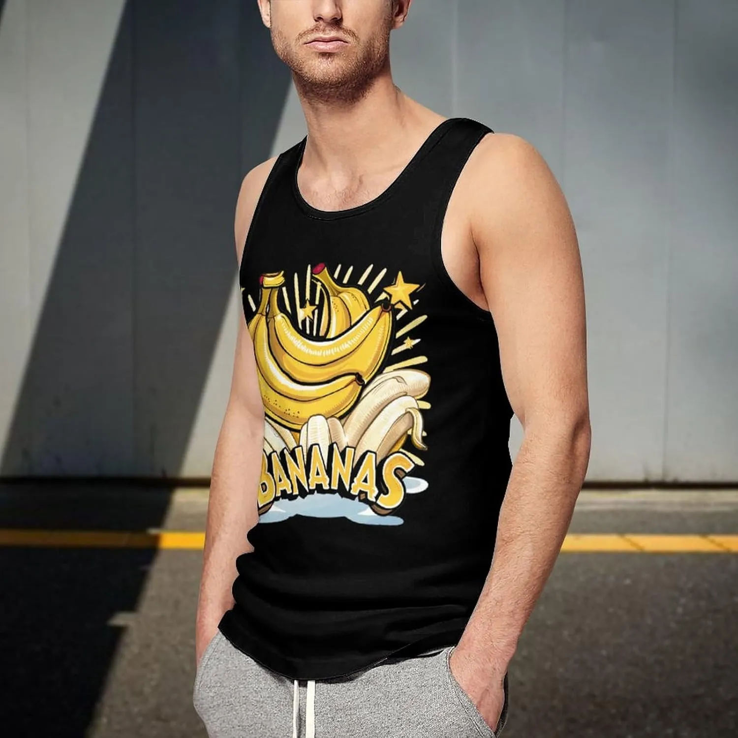 Funny Bananas Mens Tank Tops Sleeveless Muscle T Shirts Fitness Workout Undershirts