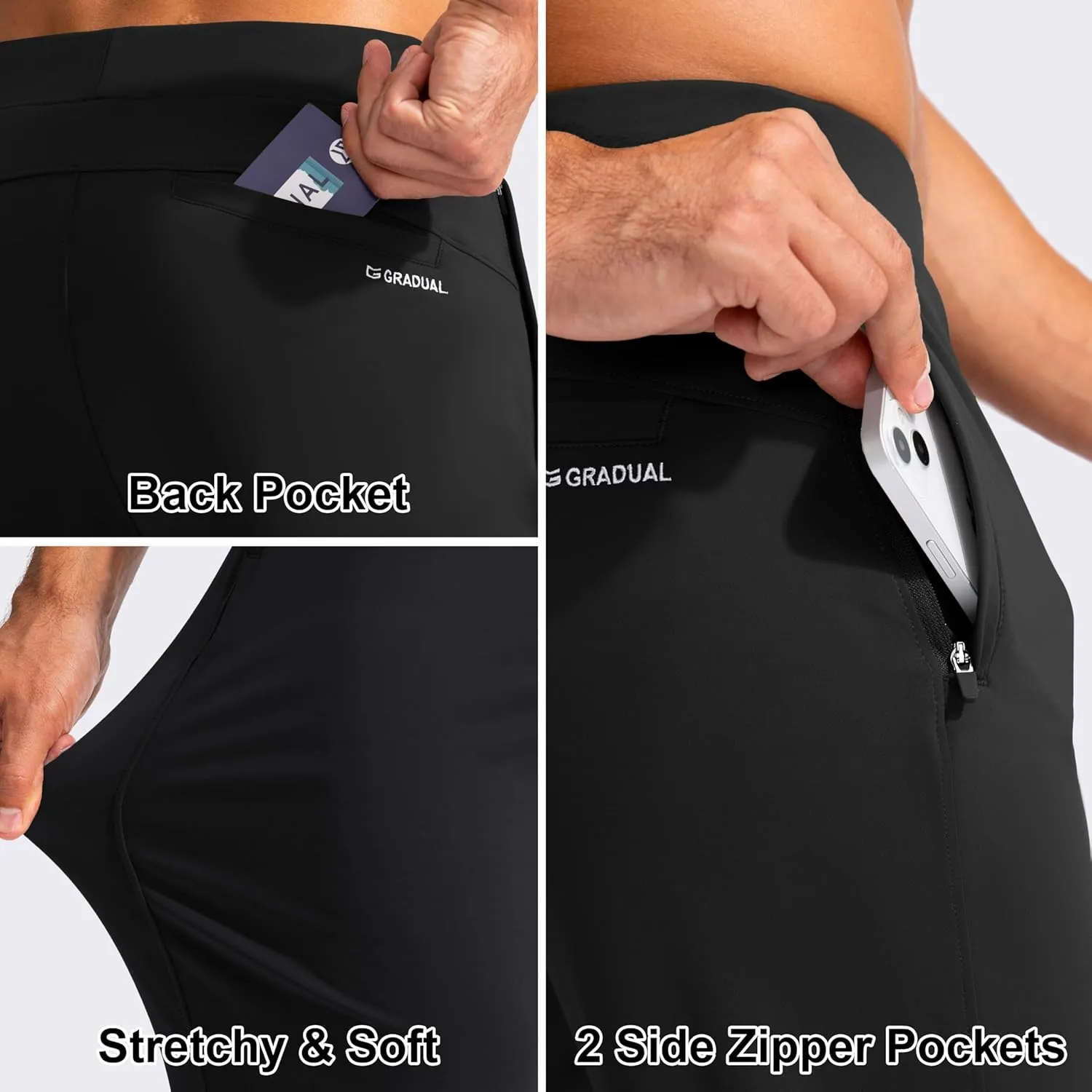 G Gradual Men's Golf Joggers Pants with Zipper Pockets Stretch Sweatpants Slim Fit Track Pants Joggers for Men Work Running