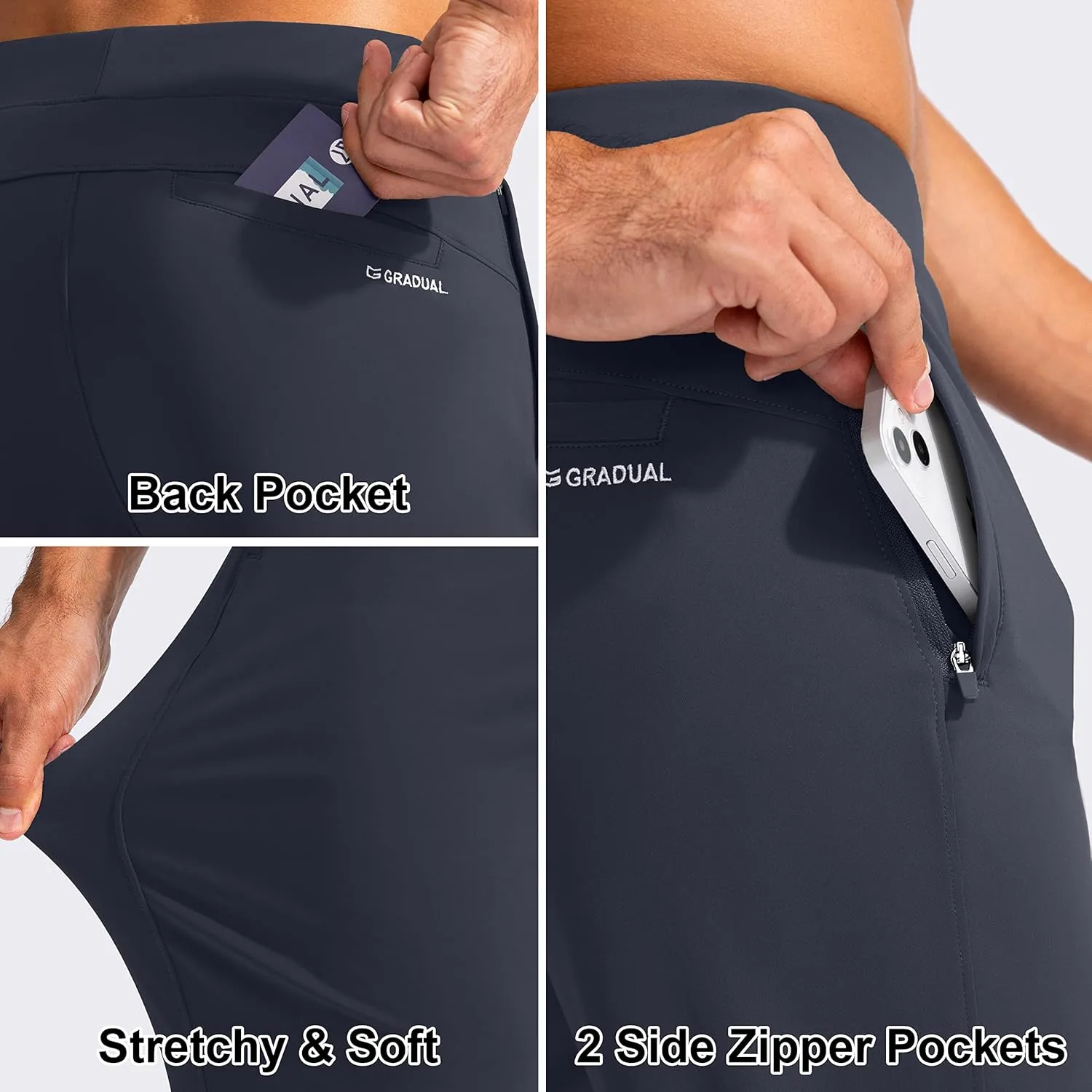 G Gradual Men's Golf Joggers Pants with Zipper Pockets Stretch Sweatpants Slim Fit Track Pants Joggers for Men Work Running