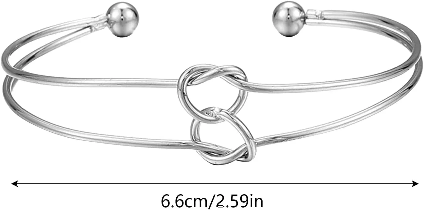 Ga900ske-8a Color Bridesmaid Bracelet 3pcs/Set Knot Chain Alloy Open Bangle For Women Dainty Jewelry for Women