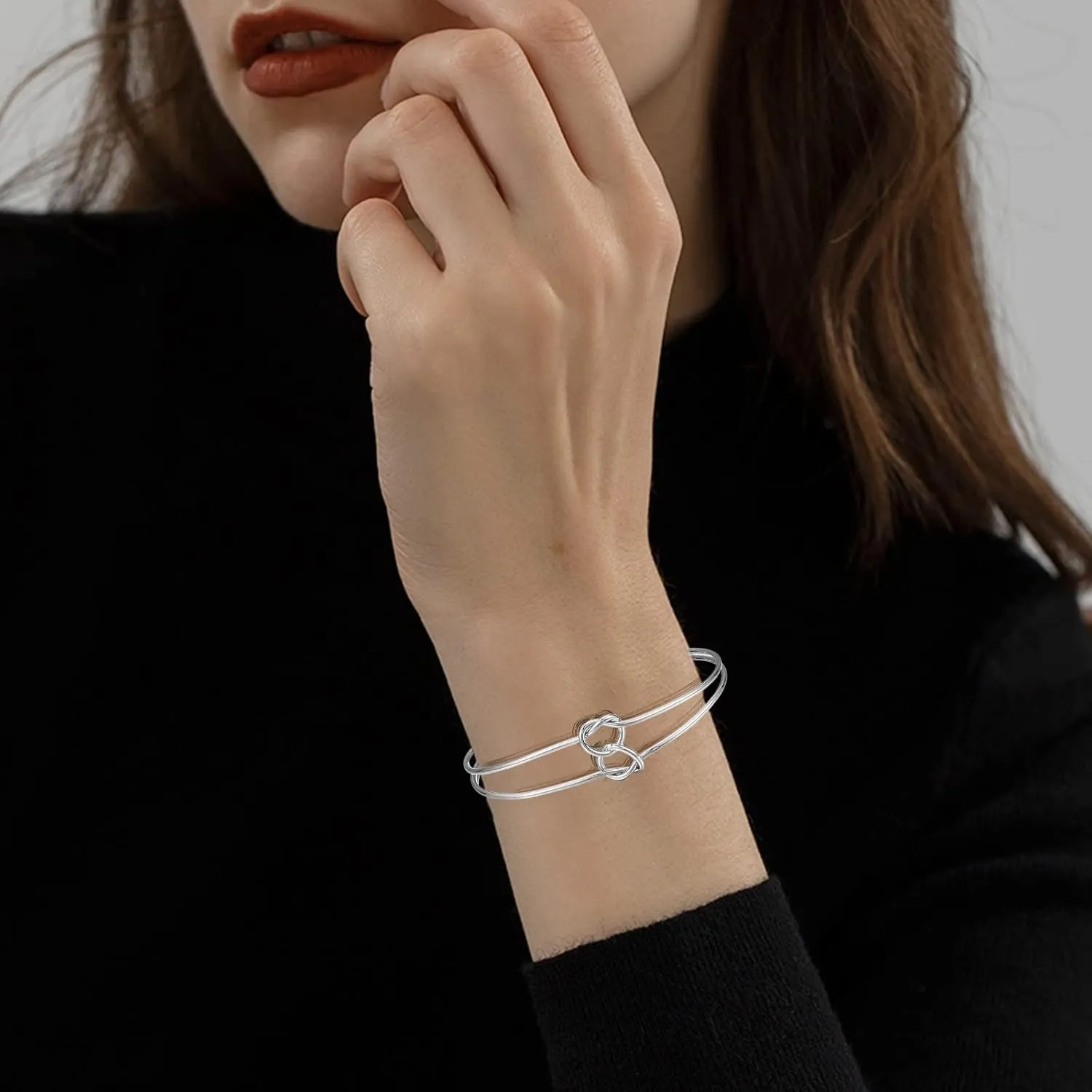 Ga900ske-8a Color Bridesmaid Bracelet 3pcs/Set Knot Chain Alloy Open Bangle For Women Dainty Jewelry for Women