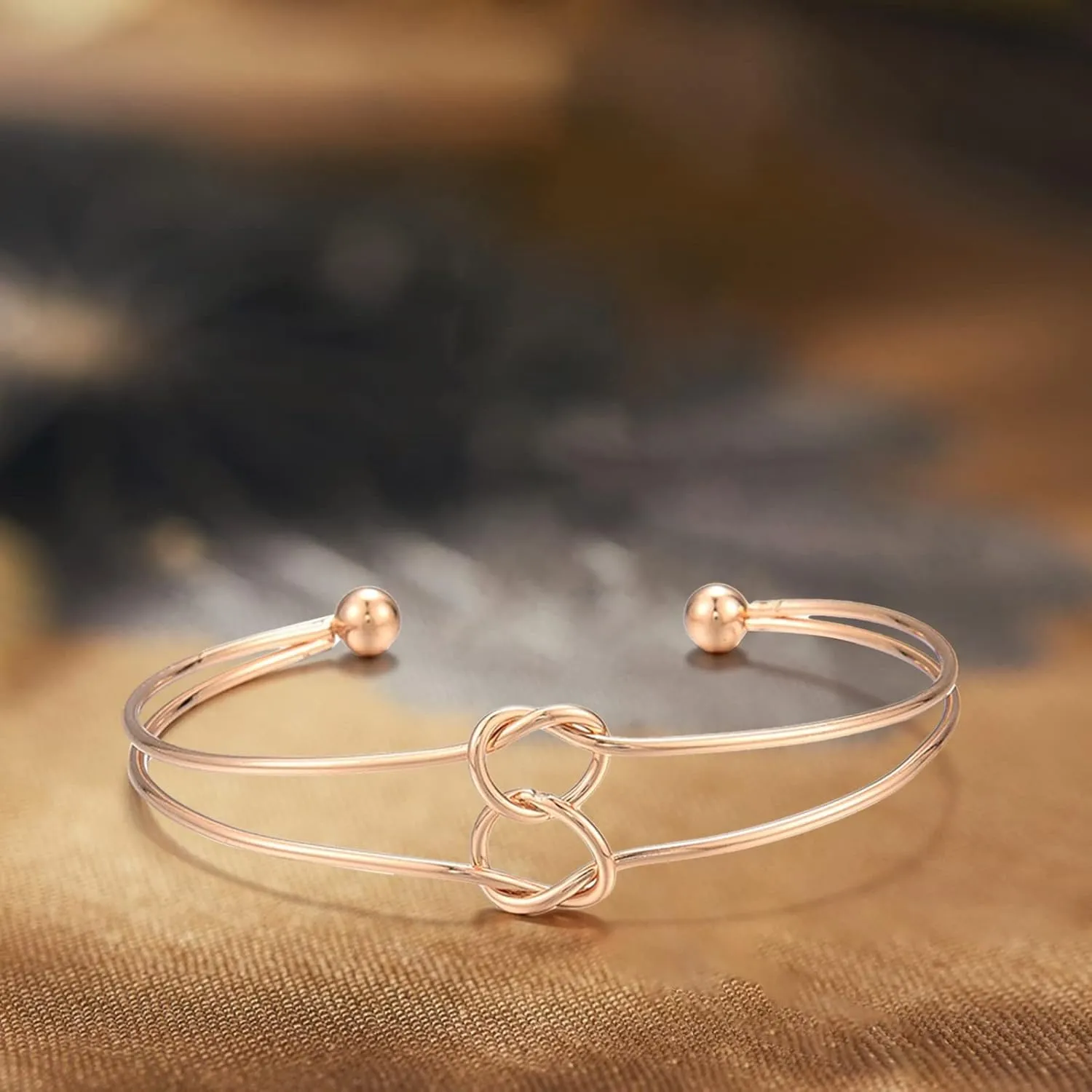 Ga900ske-8a Color Bridesmaid Bracelet 3pcs/Set Knot Chain Alloy Open Bangle For Women Dainty Jewelry for Women