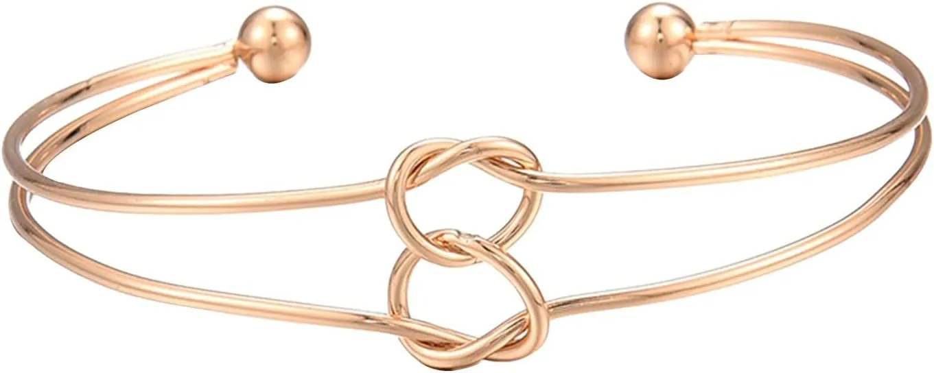 Ga900ske-8a Color Bridesmaid Bracelet 3pcs/Set Knot Chain Alloy Open Bangle For Women Dainty Jewelry for Women