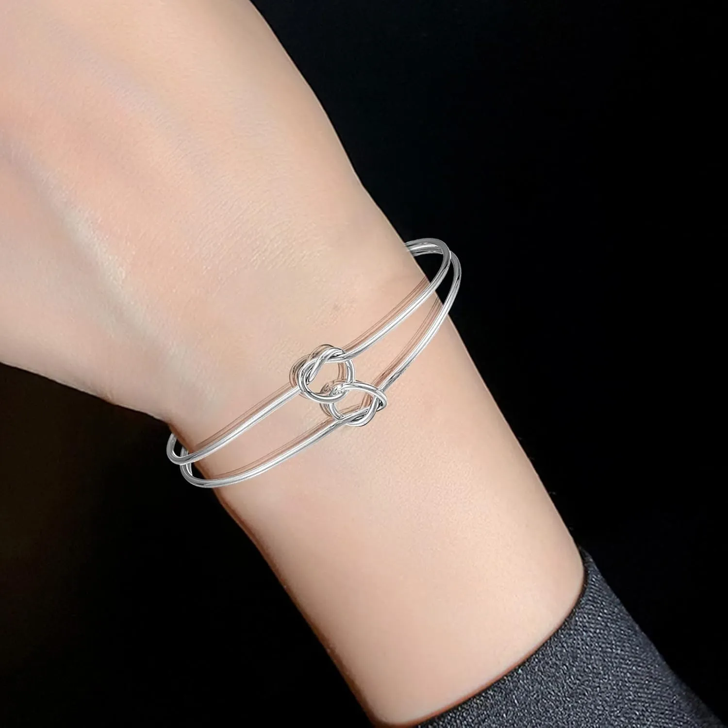 Ga900ske-8a Color Bridesmaid Bracelet 3pcs/Set Knot Chain Alloy Open Bangle For Women Dainty Jewelry for Women