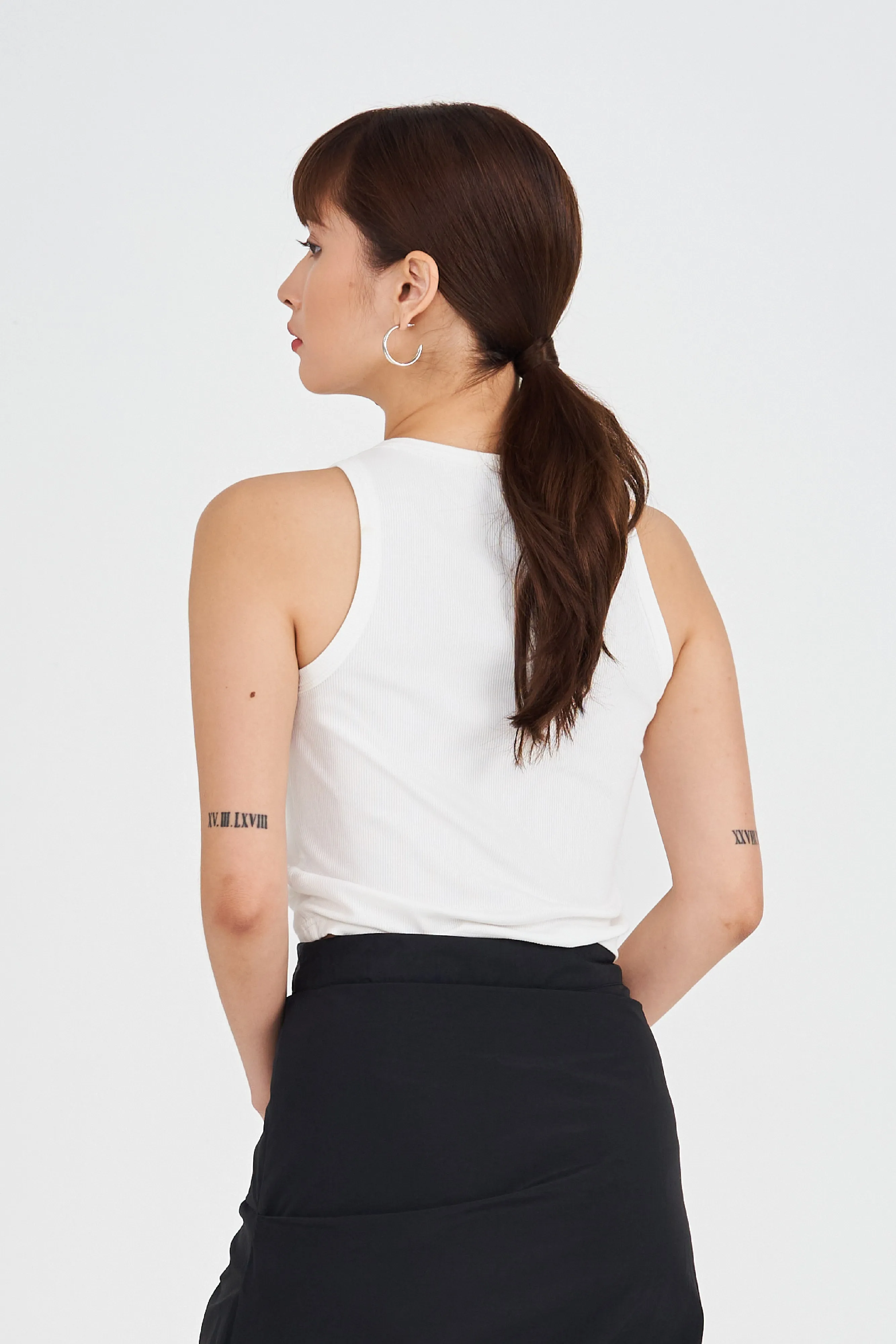 Gabby Racer Tank Top in White