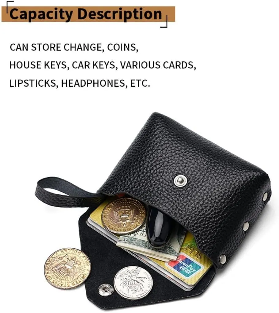 Genuine Leather Mini Purse for Women Wristlet Coin Purse Clutch Wallet Change Pouch