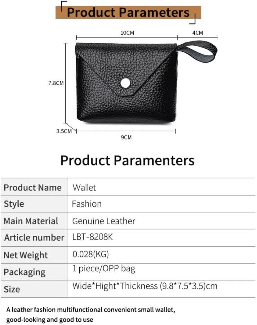 Genuine Leather Mini Purse for Women Wristlet Coin Purse Clutch Wallet Change Pouch