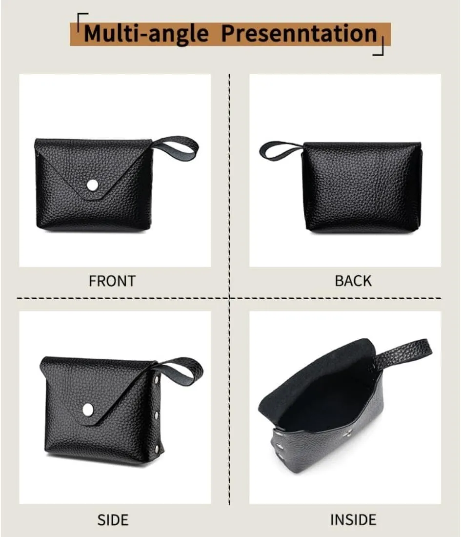 Genuine Leather Mini Purse for Women Wristlet Coin Purse Clutch Wallet Change Pouch