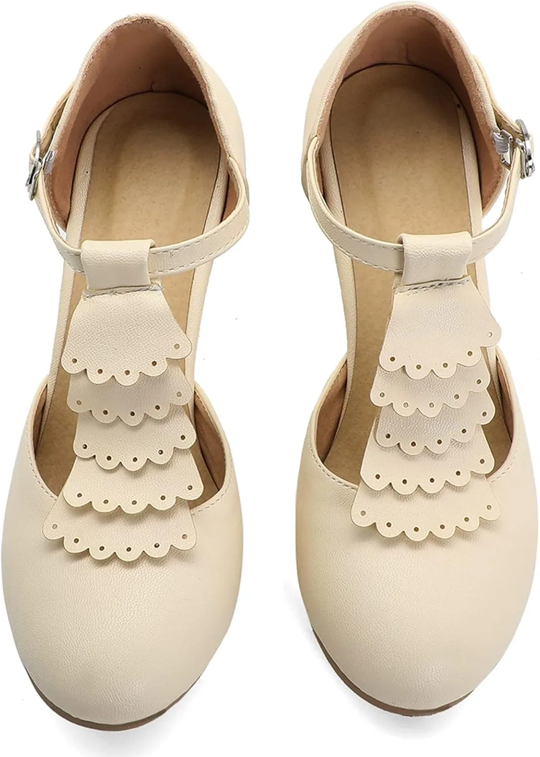 Gicoiz Women Closed Toe T Strap Mary Jane Sandals Bowtie