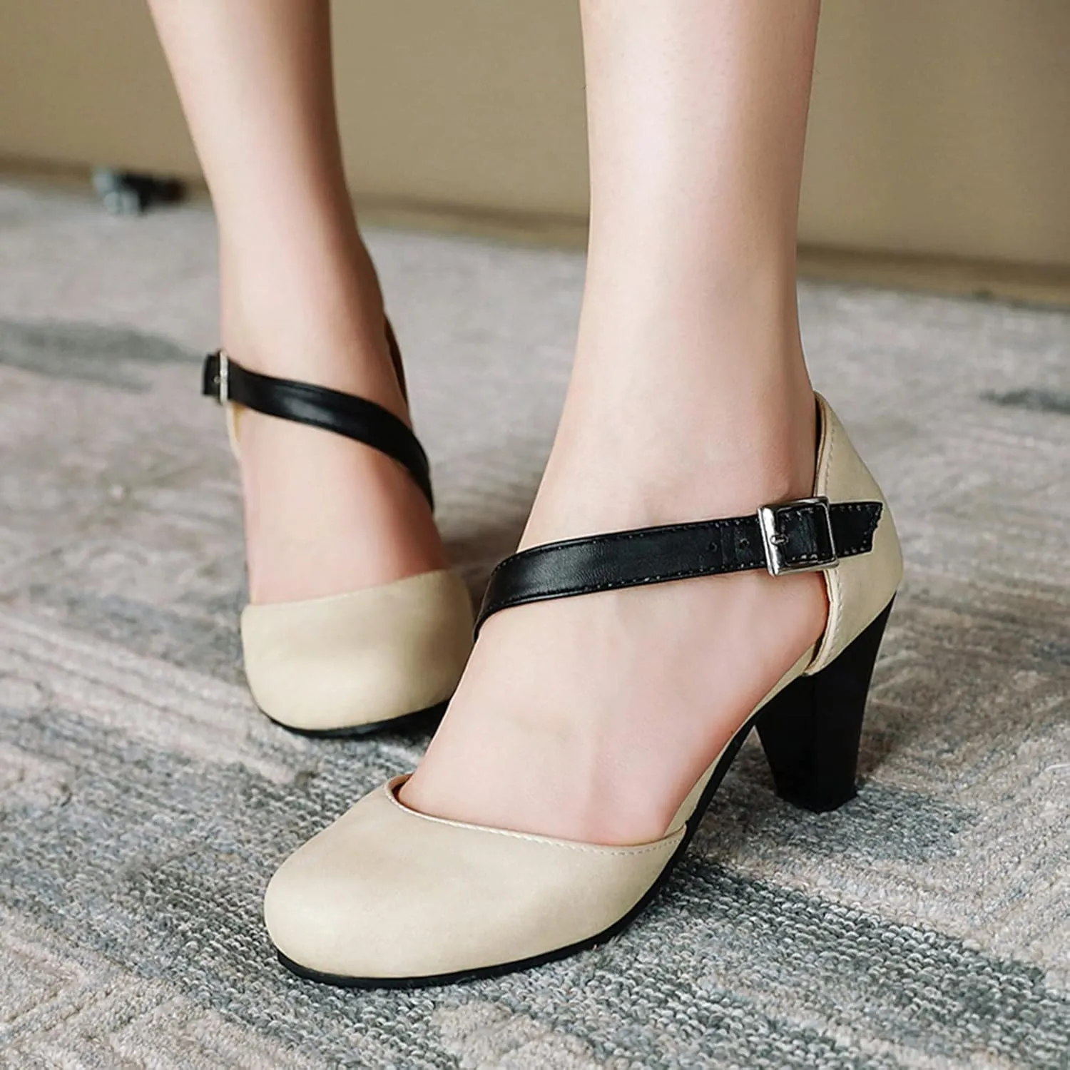 Gicoiz Women Closed Toe T Strap Mary Jane Sandals Bowtie