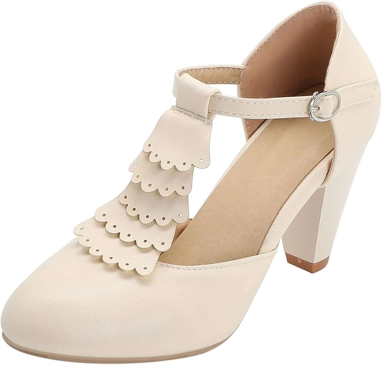 Gicoiz Women Closed Toe T Strap Mary Jane Sandals Bowtie