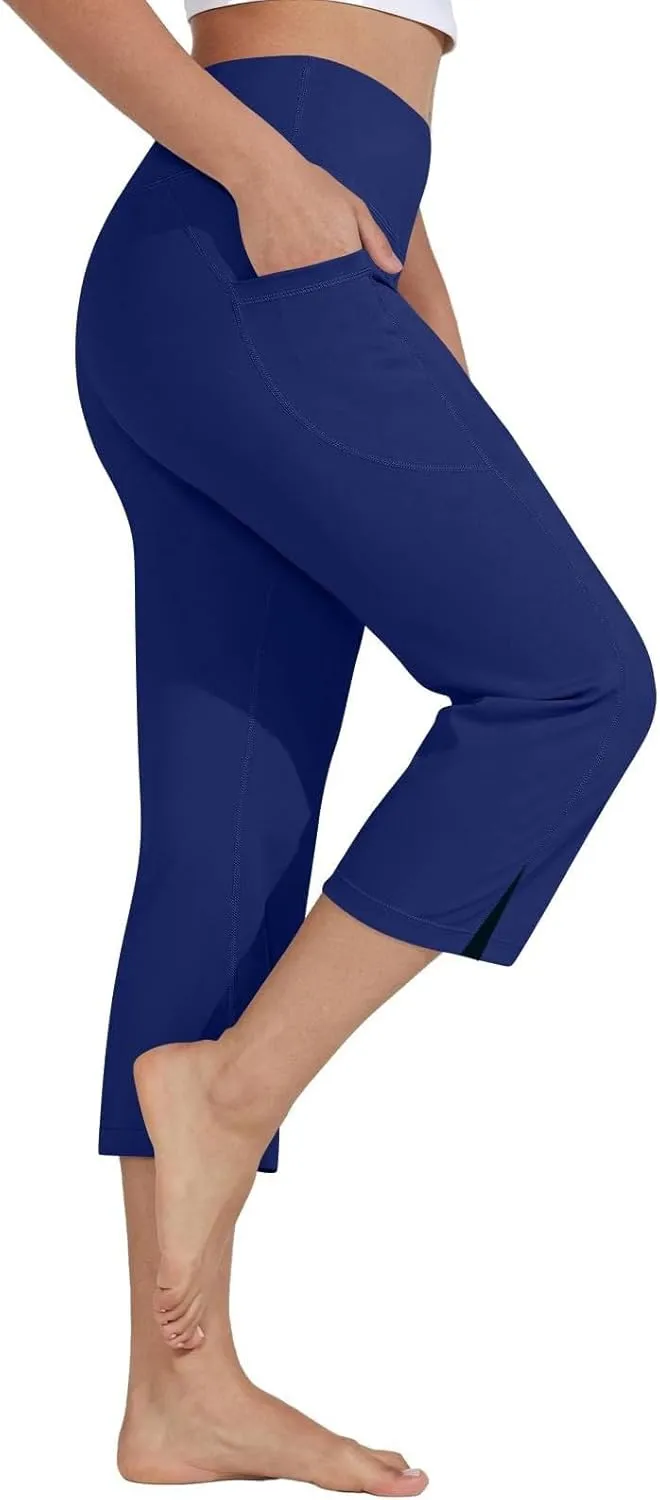 GIERIDUC Pull On Capris for Women Dressy Casual Stretch Lightweight Capri Elastic High Waist Lounge Pants Summer Yoga Shorts