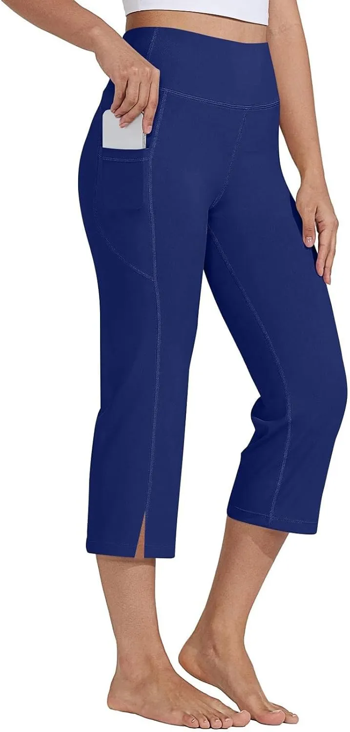 GIERIDUC Pull On Capris for Women Dressy Casual Stretch Lightweight Capri Elastic High Waist Lounge Pants Summer Yoga Shorts
