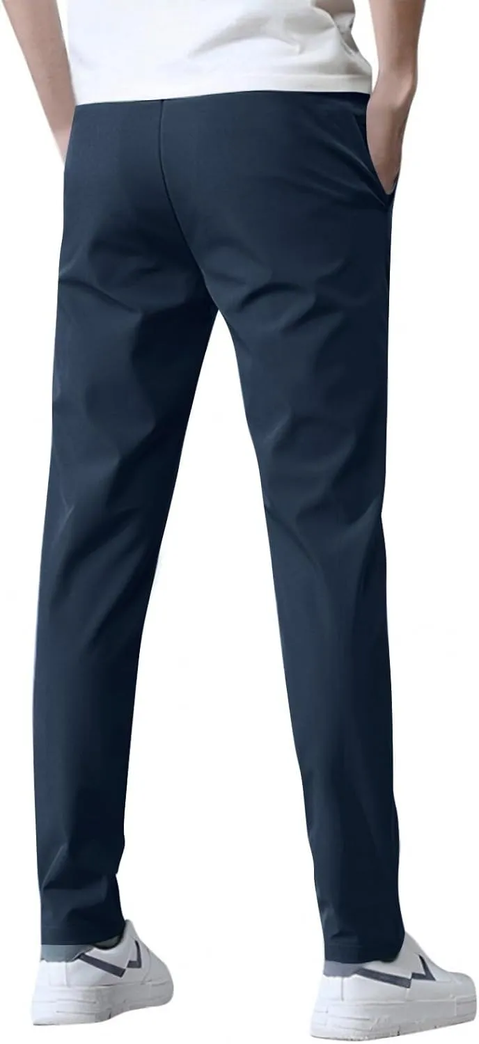 Glide Pants Men Breathable Quick Dry Work Pants Stretch Active Drawstring Straight Leg Hiking Outfits with Pockets