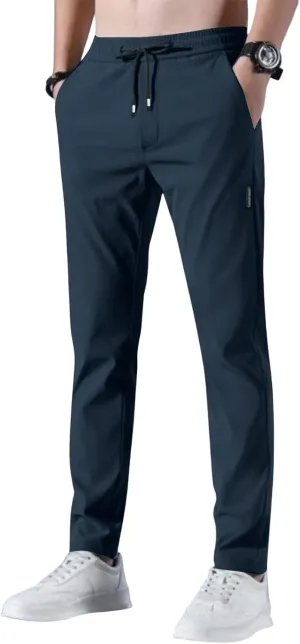 Glide Pants Men Breathable Quick Dry Work Pants Stretch Active Drawstring Straight Leg Hiking Outfits with Pockets